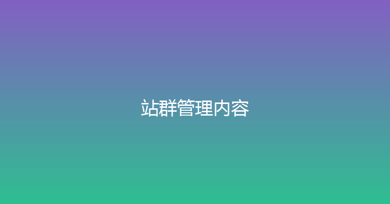 站群管理内容 封面图